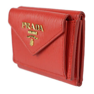 Prada Compact Wallet Leather Red